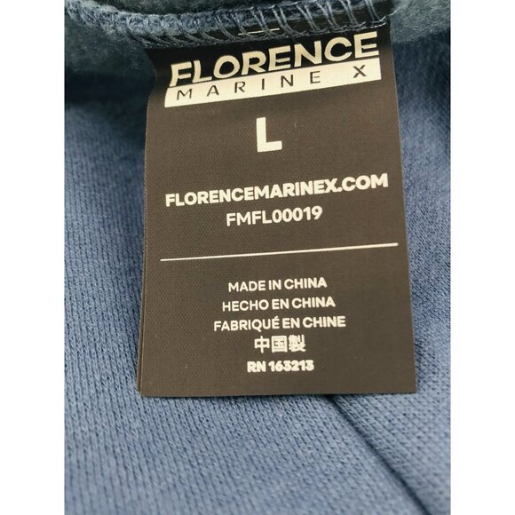 Florence Marine X Sweatshirt Mens Size Large L Blue Surfer Hoodie Fleece Pocket - Picture 7 of 8